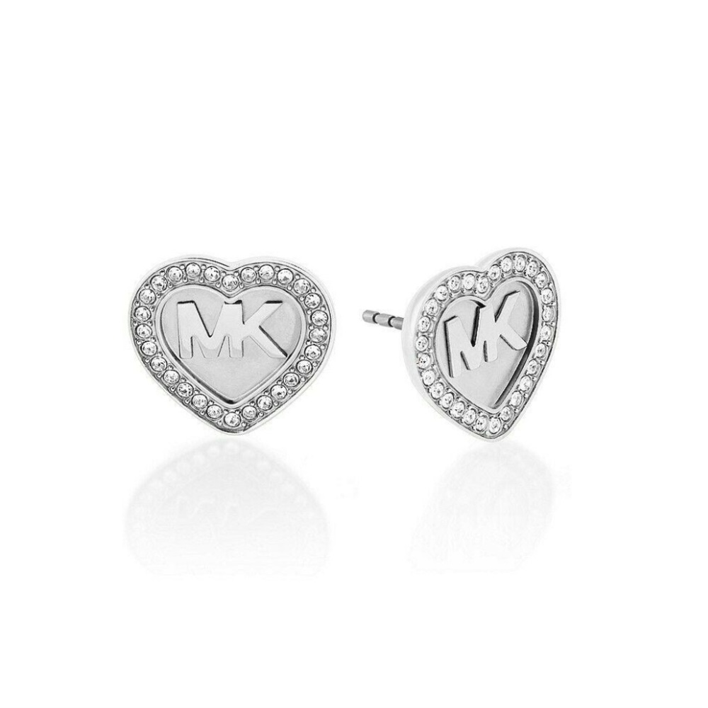 Michael Kors Fulton Silver Tone St St Hearts Stud Earrings Jewelry